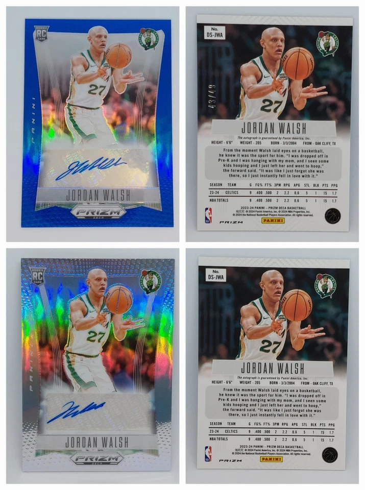Jordan Walsh Rookie Prizm Deca Auto /49 Blue True Silver Boston Celtics RC (2) - Image 1 of 4