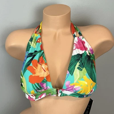 La Blanca LB2CA80 Bikini Top Womens Size 12 NWT Aquamarine Tropical Print - Image 1 of 4