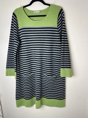 Vestido Eliza J Para Mujer Verde Negro Gris Rayas Cambio Suéter Vestido Túnica Talla XL Foto 1 de 4