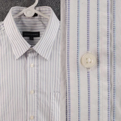 Camisa Jhane Barnes Azul Blanco Punta Rayas Grande Algodón Abotonada Manga Larga Foto 1 de 4