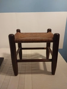 Taburete de pie de madera de cuerda tejida de colección roble rústico granja de campo 14"x14"x10 - Imagen 1 de 13