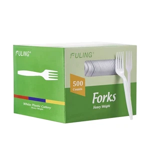 500 Count Heavy Duty White Plastic Forks Disposable Utensils Party Cutlery He... - Picture 1 of 7