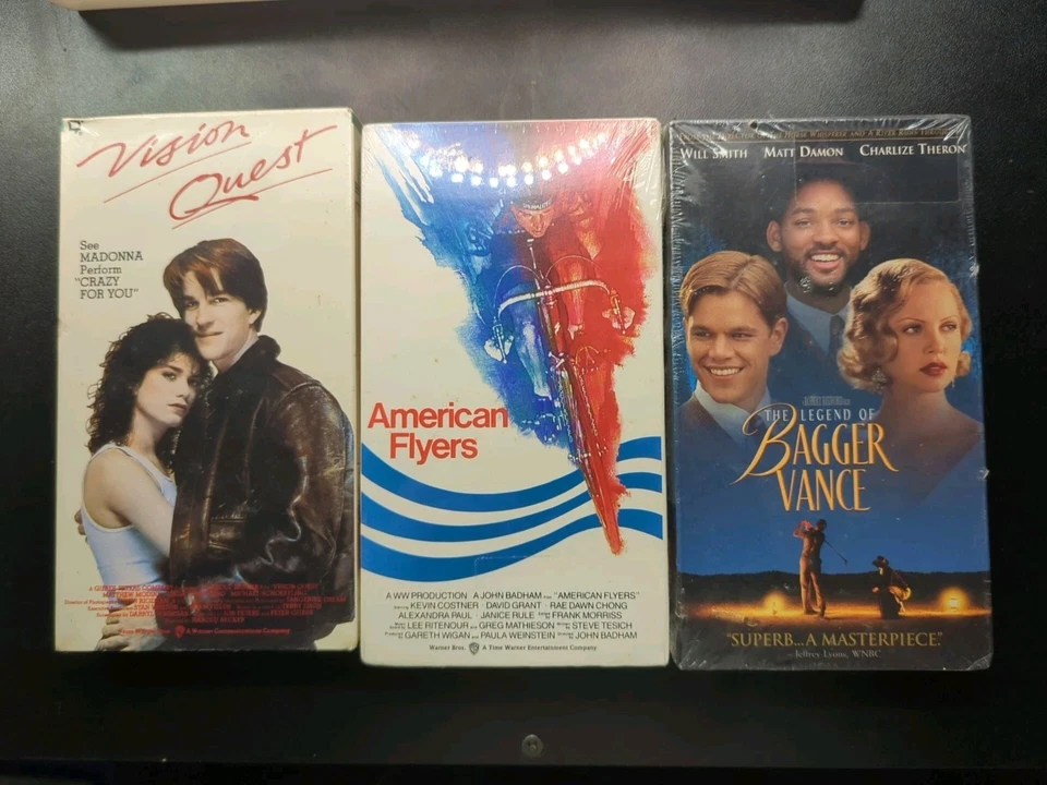 VHS Mixed Lot Of 3 Vintage Movies - American Flyers, Vision Quest, Bagger Vance Foto 1 de 4