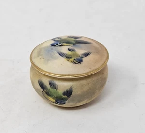 royal worcester tiny porcelain trinket box blue tits vintage antique gold birds - Picture 1 of 4