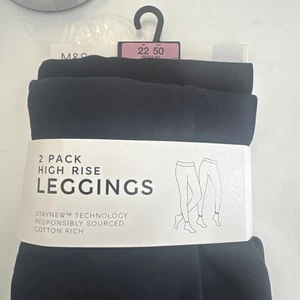 M&S High rise 2 pack black and navy Leggings Size 22 BNWT Marks & Spencer - Picture 1 of 6