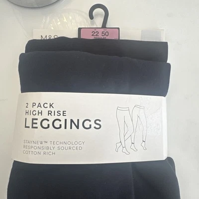 M&S High rise 2 pack black and navy Leggings Size 22 BNWT Marks & Spencer - Image 1 of 4