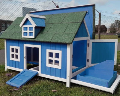 COCOON BARN CHICKEN COOP RUN HOUSE POULTRY ARK HOME NEST BOX COOPS RABBIT HUTCH BLUE