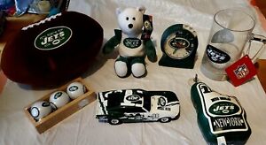 New York Jets Lot Of 7 Items Beer Mug Die Cast Car Plush Clock Golf Balls