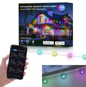 Permanent Outdoor Eaves Lights Smart RGBIC 100ft DIY Scene Modes 72 LED - Picture 1 of 13