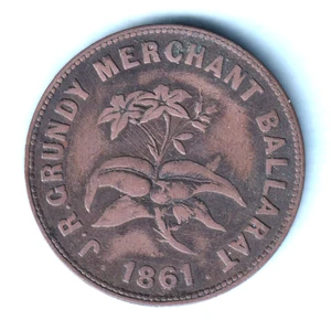Australia - Token. Grundy - 1861 1d.. Ballarat Vic.. Standing figure. aVF - Imagen 1 de 2