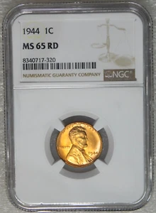 1944 P Lincoln Cent NGC MS65RD Bright Red Luster Just Graded New Holder#U63R - Picture 1 of 4