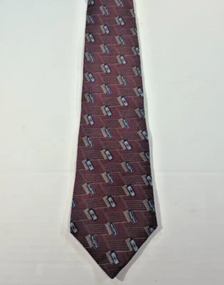 Corbata 100 % seda con estampado geométrico rojo oscuro marca Stafford (57,5" x 4") WPL 2831 Foto 1 de 4