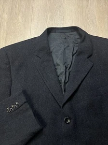 44L Armani Collezioni Sport Coat Blazer Jacket Blue Black Mini Tweed Cashmere - Picture 1 of 10