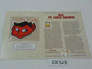 1953 St Louis Browns Willabee & Ward COOPERSTOWN  MLB Baseball Team Patch + Card - Picture 1 of 3