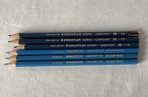 6 Vintage Pencils STAEDTLER NORIS UNIPOINT 3 Each 36 - 116 & 36 - 116 Diff Blues - Imagen 1 de 7