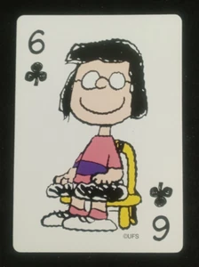 Hoyle Peanuts 50 Celebration Playing Card Marcie 6 Clubs - Picture 1 of 2