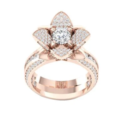 Floral Designer Engagement Ring I1 G 2.50 Carat Round Diamond 14k Gold 16.00mm - Image 1 of 4