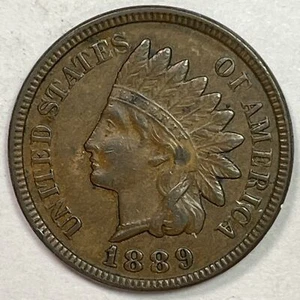 1889 Indian Head Cent Almost Uncirculated AU Coin #20193 - Picture 1 of 3