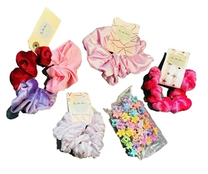 Hair Accessories Bundle 4 x Hair Scrunchies + 50 x Mini Flower Claw Clamp Clips - Picture 1 of 4