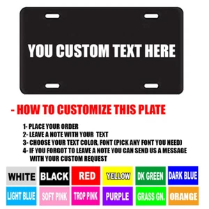 BLACK PERSONALIZED CUSTOM ALUMINUM LICENSE PLATE Car Tag (Your Name & Color)) - Picture 1 of 4