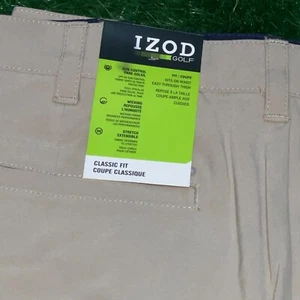 Nuevos Pantalones Cortos de Golf IZOD Para Hombre Calce Clásico Caqui Frente Plano Talla 38 - Imagen 1 de 8