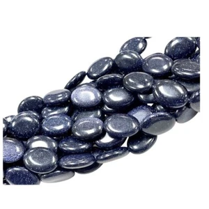 Blue Goldstone Gemstone Beads Strand, Sandstone Oval Shape Beads Size 18x14mm - Picture 1 of 9
