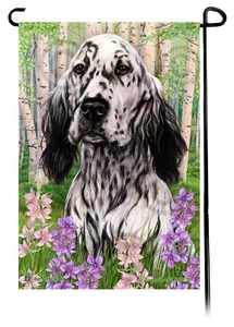 Spring Flowers Garden Flag - Blue Belton English Setter - Picture 1 of 1