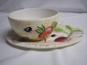 Rare Set Nantucket Home Oversized 10" Oval Plate 6" Bowl Designer Artwork b23 - Picture 1 of 11