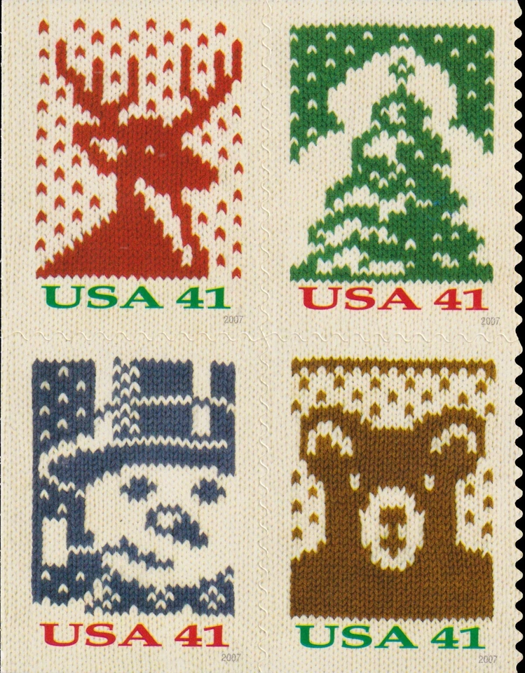 US Holiday Knits 41c Double Sided Block of 8 Scott #4210c - Image 1 of 1
