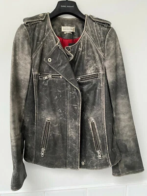 ISABEL MARANT Black Distressed 100% Leather Biker Jacket FR34 UK6-10 £1,500 - Image 1 of 4