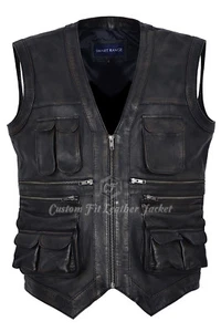 Mens Hunter Waistcoat Black Bronze 100% REAL NAPA Jurassic World INSPIRED 1188 - Picture 1 of 12