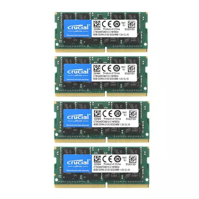 New Crucial 32GB (4X8GB) DDR4 2133MHz PC4-17000 SODIMM Memory Ram CT8G4SFD8213 - Image 1 of 4