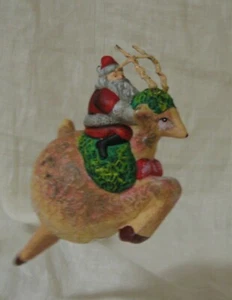 Dept 56 Christmas Ornament: Santa Claus Riding Reindeer w/ Moving Legs, Chime - Picture 1 of 5