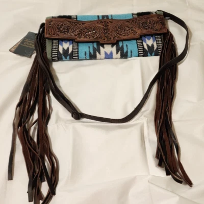 American Darling Hand Tooled Leather Crossbody with Fringe Women Bag Purse - Image 1 of 4