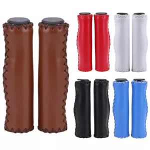 Dia 22mm Beach Bike Mountain Bike Road Bicycle Leather Handlebar Cover Grips Bar - Picture 1 of 16