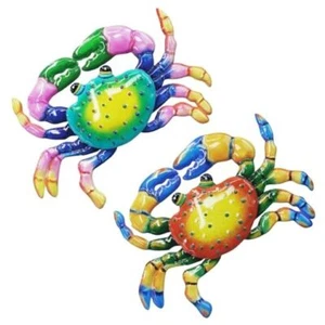 Metal Crab Wall Decor Outdoor Colorful Crab Coastal Ocean Sea Wall Crab 2PCS - Picture 1 of 8