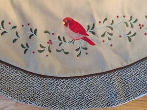 Heiligabend Santa's Best Baum Rock bestickt Kardinal mit Stechpalmen Beeren 48" - Bild 1 von 8