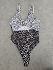 Womens Asos Black And White Spotted One Piece Size 14