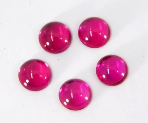 Lote de 5 piedras preciosas sueltas de rubí de 5 a 6 mm con forma de cabujón certificado natural - Imagen 1 de 9