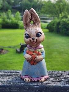 Yozie Mold Bunny Rabbit Figurines  Vintage 1970s Ceramic Girl CUTE - Picture 1 of 4