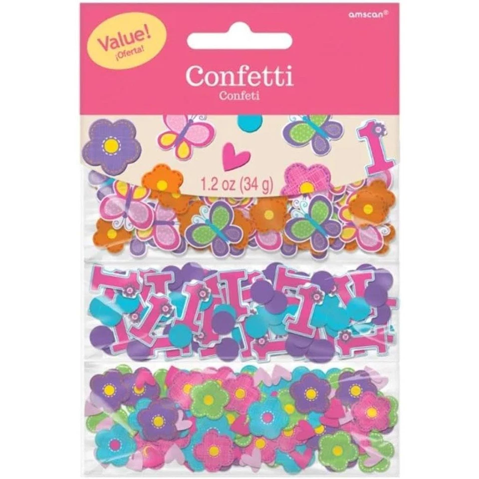 Pacote econômico de confete Sweet Girl 1º aniversário borboletas flores 1,2 oz novo - Imagem 1 de 1