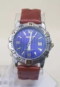 BRUT TONE WRISTWATCH QUARTZ , KEEPING TIMER Brown Leather Band...NEW BATTERY - Picture 1 of 9