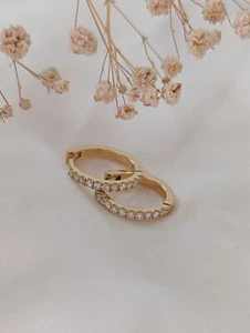 14K Yellow Gold 0.56 CT Round Cut VS/SI Lab Grown Diamond Women's Hoop Earrings - Picture 1 of 6