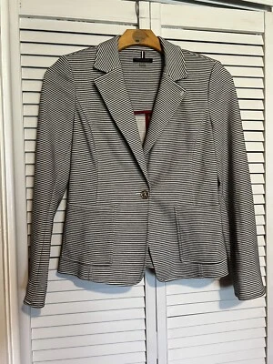 TOMMY HILFIGER Mujer’s Talla 8 Blazer Traje Chaqueta Algodón Rayas con Bolsillos Foto 1 de 4