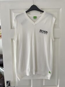Hugo Boss Mens Green Label Sleeveless Golf Jumper White Size Large L