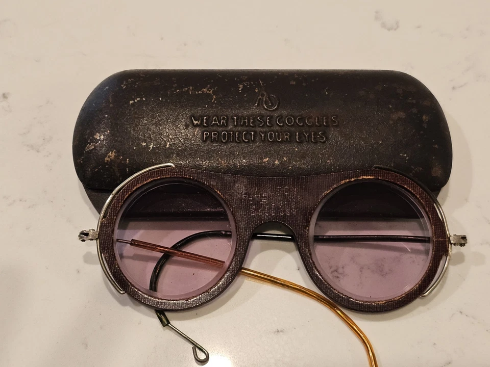 Vintage Antique WILLSON Welders Safety Goggles sunglasses 1920s 1930s Steampunk - Image 1 of 4