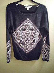 Maglione girocollo geometrico bianco e nero Max Studio Marino leggero relax - Foto 1 di 5