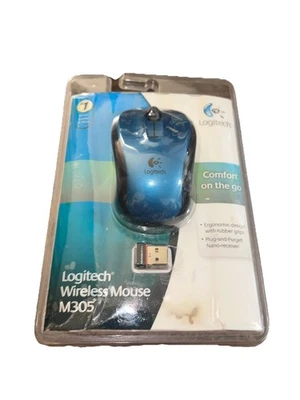NEW SEALED Logitech M305 Wireless Optical Mouse w/ Receiver Blue - Image 1 of 3