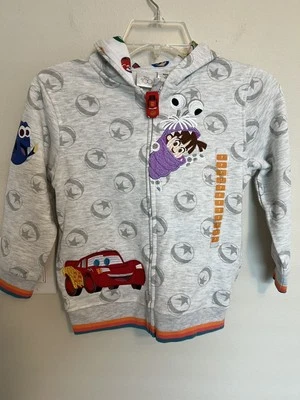 Disney Pixar Kids Zip Up Hoodie Size 7- NWT- Super Cute. Car Zipper handle - Image 1 of 4