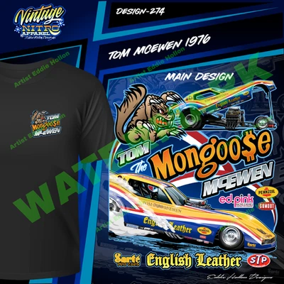 Tom the Mongoose 1976 年英国皮革 Corvette 滑稽汽车 T 恤 (274) — 第 1/3 张图片
